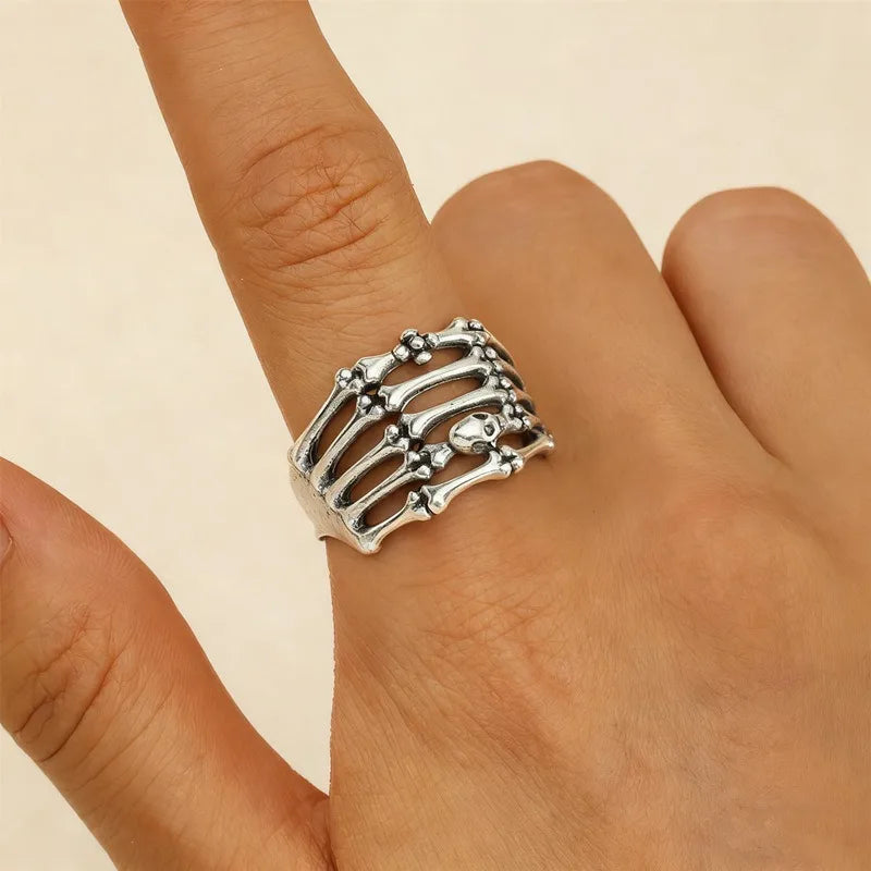 Personalized Gothic Skull Pirate Ring for Women, Halloween Dark Horror Fashion Party Opening Ring, Trendy Jewelry Accessories