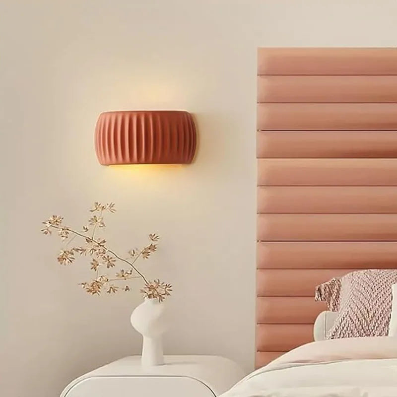 French Beige Resin Wall lamp Pumpkin Shape wall light Bedroom Bedside Lampcorridor Ambient Lamp Decoration Lustres