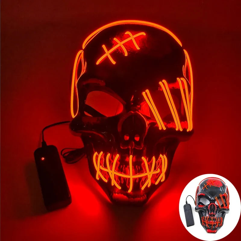 Evil Skull Mask Halloween Carnival Masquerade Haunted House Scary Decoration Cosplay Skeleton Scary Theme Party Light Up Mask