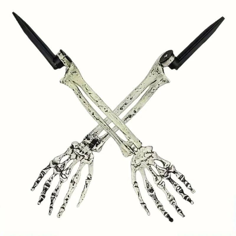 1/6pcs Skeleton Bone Garden Ground Stakes Skull Head & Hand for