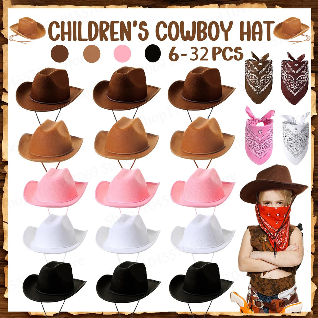 Kids’ Western Cowboy Hat & Bandana Party Sets