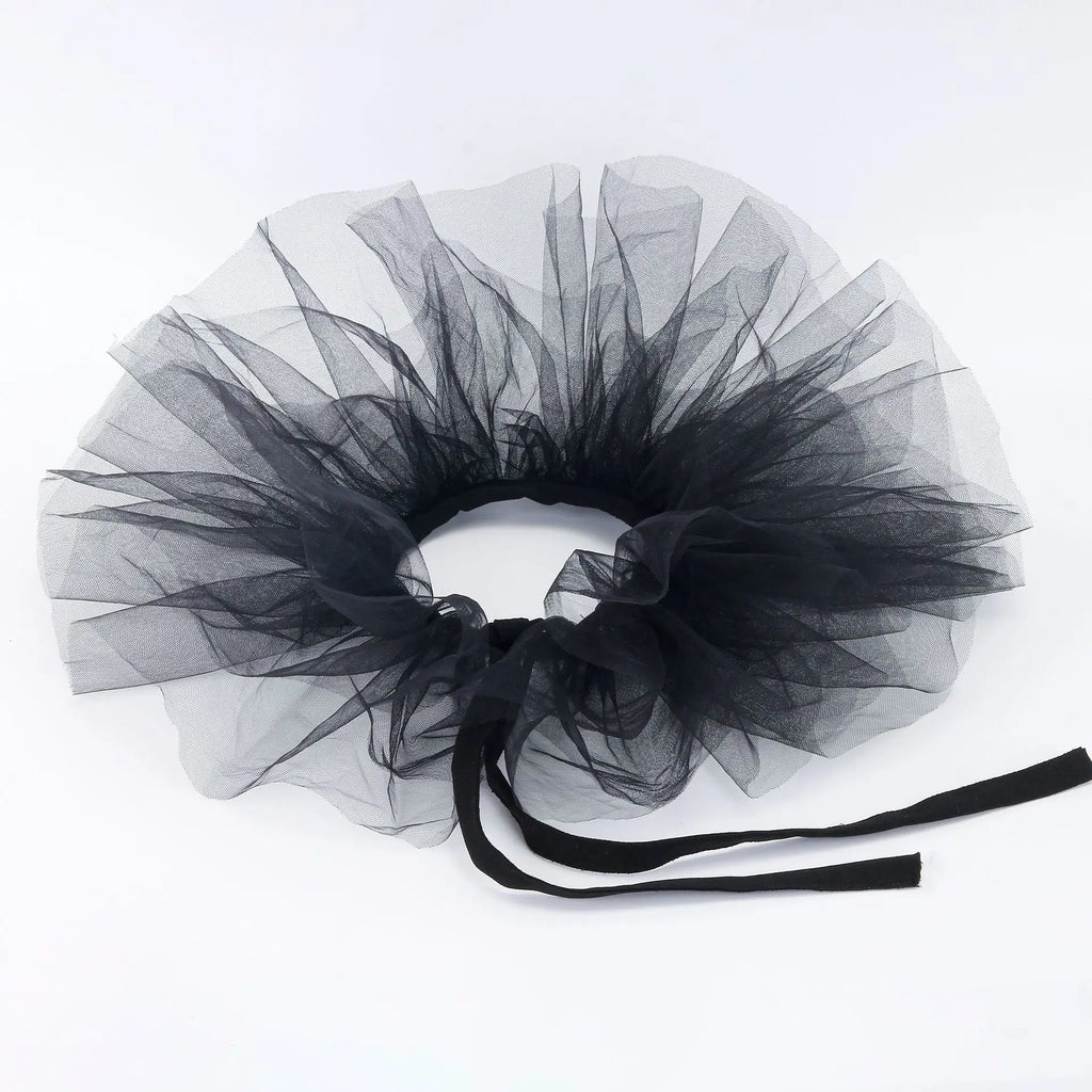 Fluffy Mesh Clown Ruff Collar & Vintage Masquerade Circus Costume Accessory