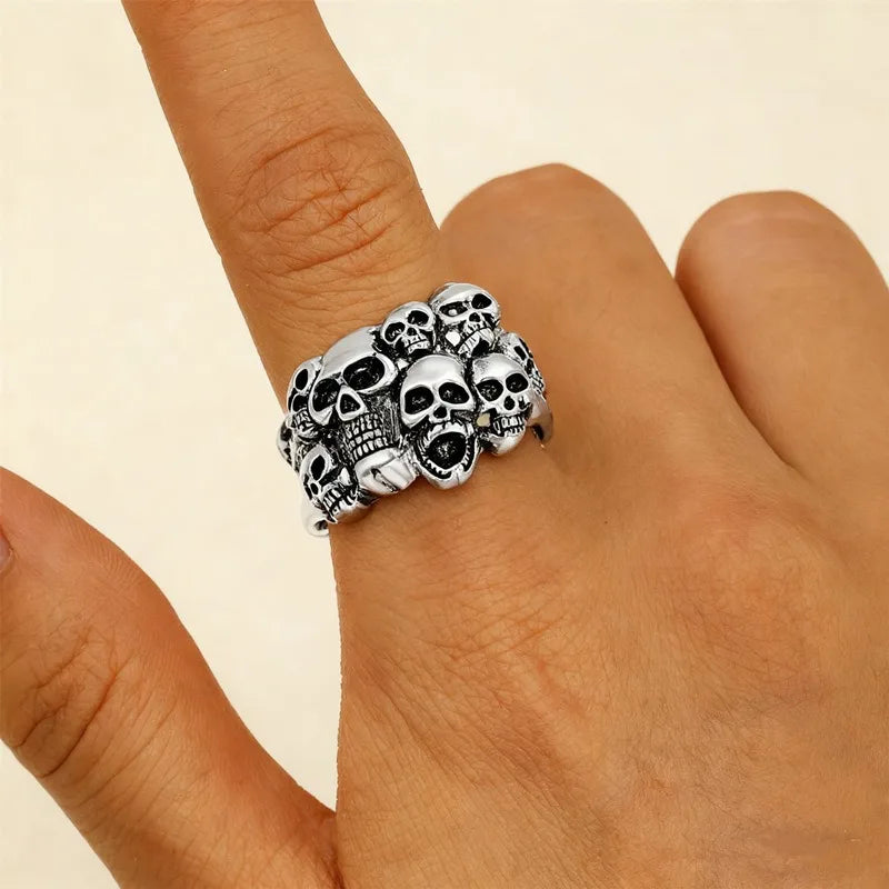 Personalized Gothic Skull Pirate Ring for Women, Halloween Dark Horror Fashion Party Opening Ring, Trendy Jewelry Accessories