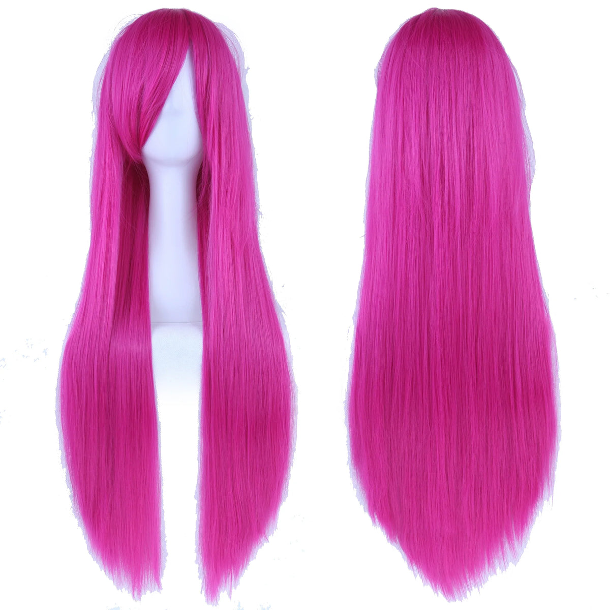 Soowee 80cm Long Synthetic Hair White Purple Cosplay Wigs Party Black Hair Straight Wig Hairpiece for Women