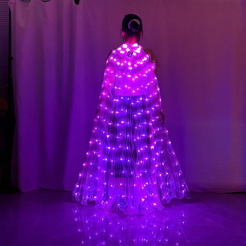 Belly Dance Colorful Butterfly Wings Cape Rave Costume LED Angel Wings for Women Halloween Christmas Light Up Stage Wear