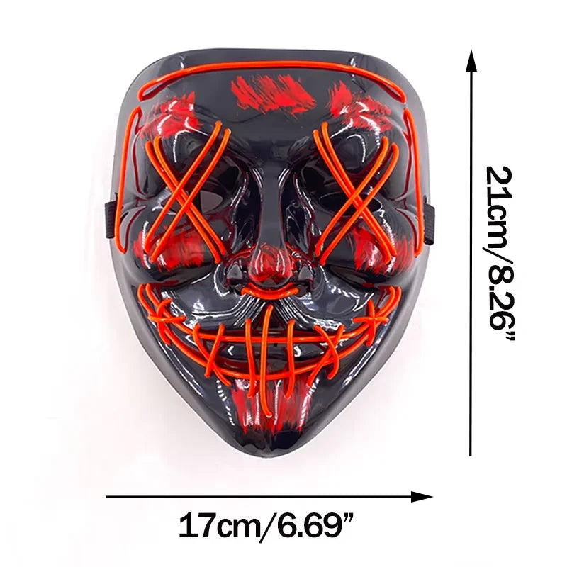 Wireless LED Purge Mask Neon Glow In Dark Scary Grimace Full Face Mask Cosplay Rave Bar Club Masquerade Carnival Party Decor