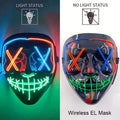 Wireless LED Purge Mask Neon Glow In Dark Scary Grimace Full Face Mask Cosplay Rave Bar Club Masquerade Carnival Party Decor