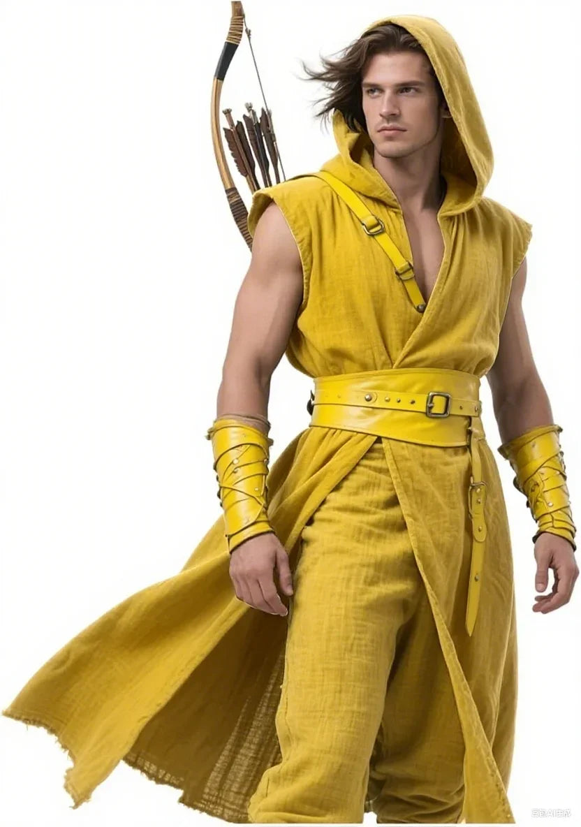 Men's Medieval Hooded Viking Renaissance Halloween Costume