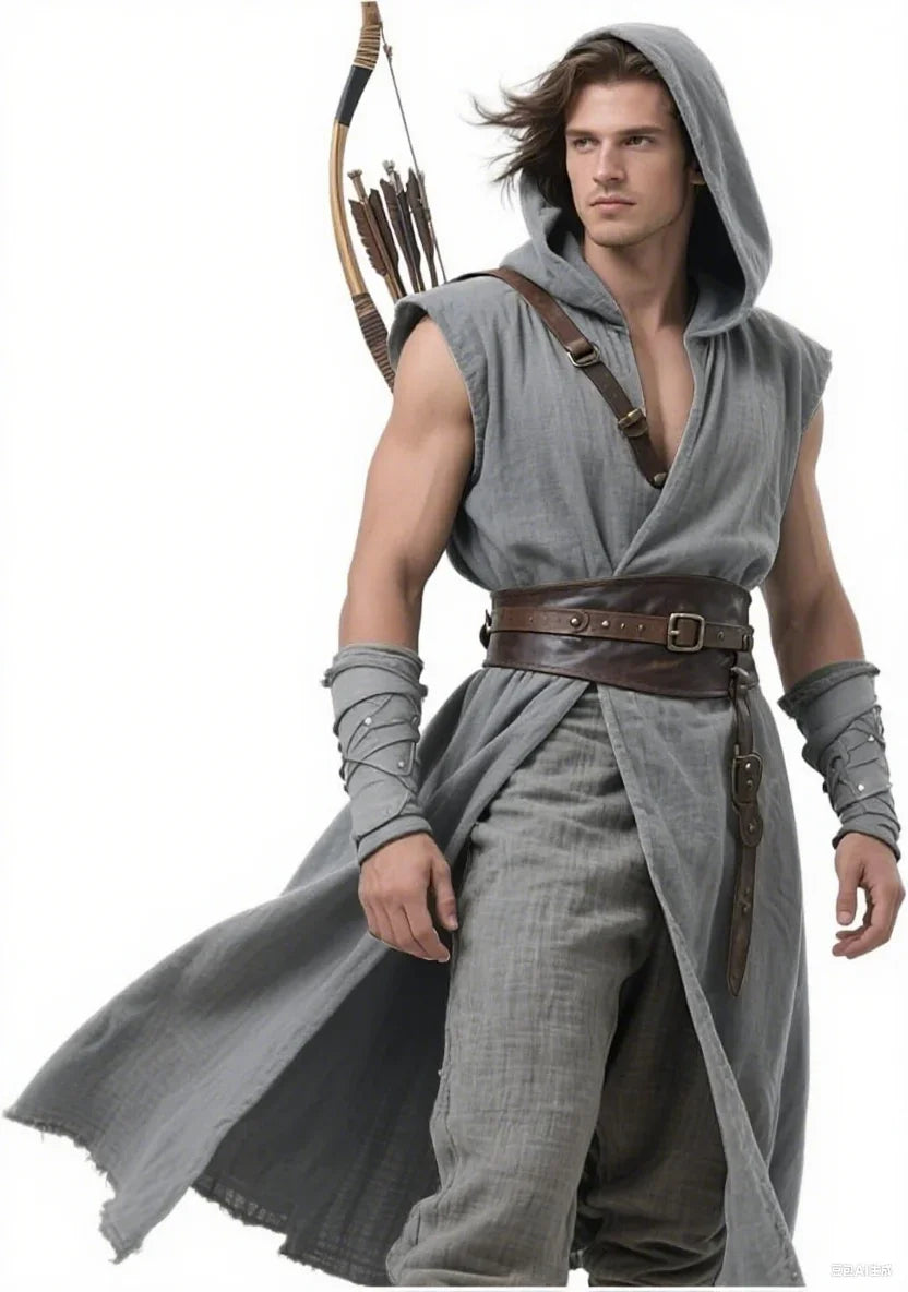 Men's Medieval Hooded Viking Renaissance Halloween Costume
