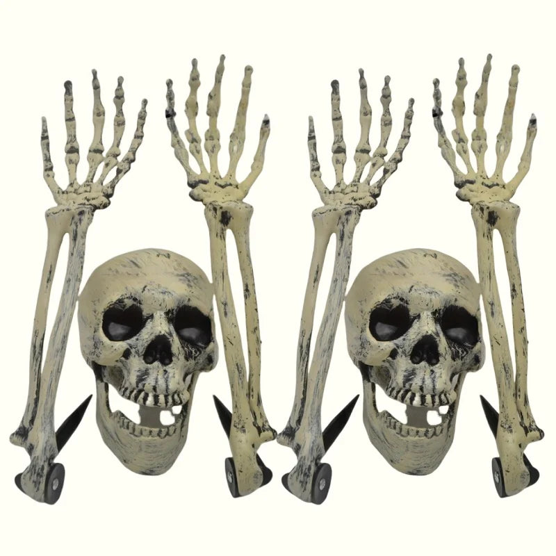 1/6pcs Skeleton Bone Garden Ground Stakes Skull Head & Hand for