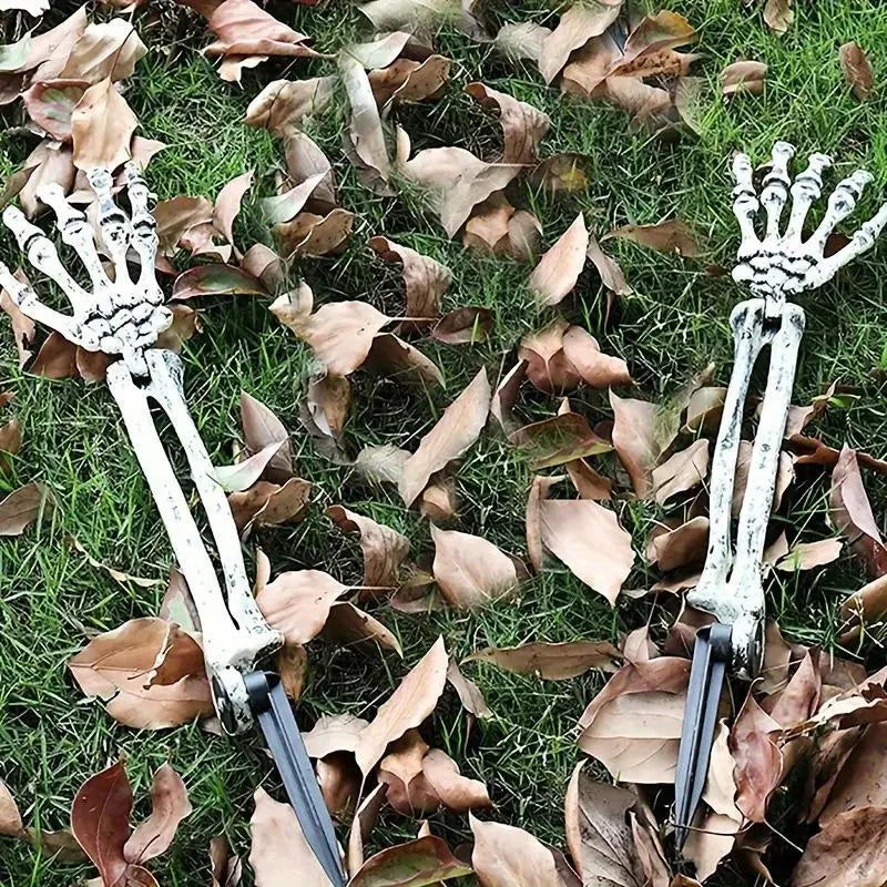 1/6pcs Skeleton Bone Garden Ground Stakes Skull Head & Hand for