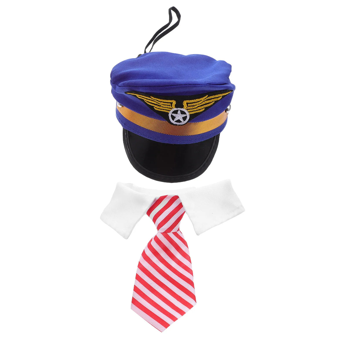 Pilot Hat and Necktie Costume Set for Dogs