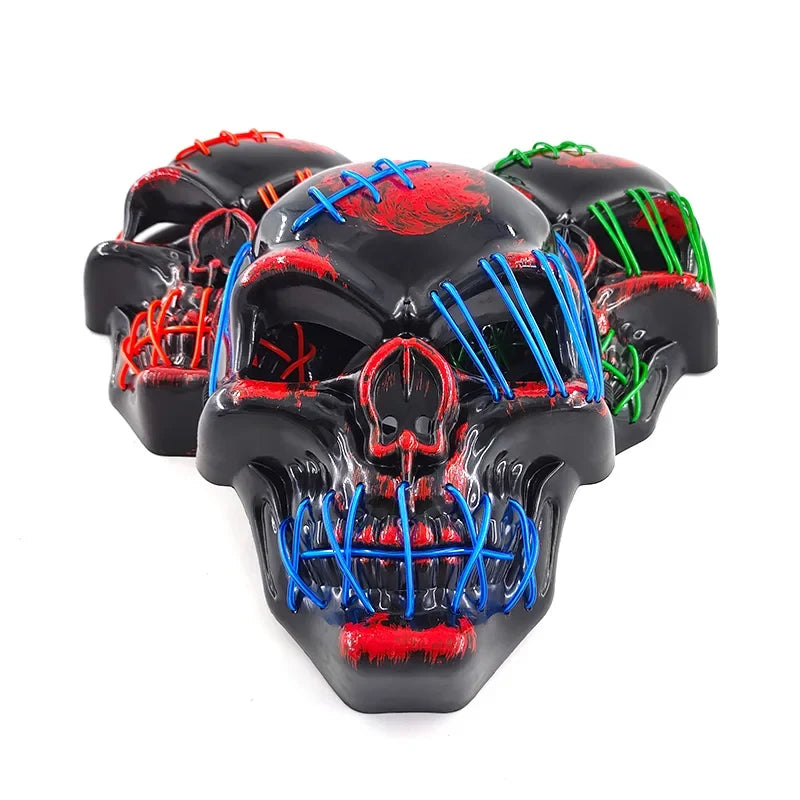Evil Skull Mask Halloween Carnival Masquerade Haunted House Scary Decoration Cosplay Skeleton Scary Theme Party Light Up Mask