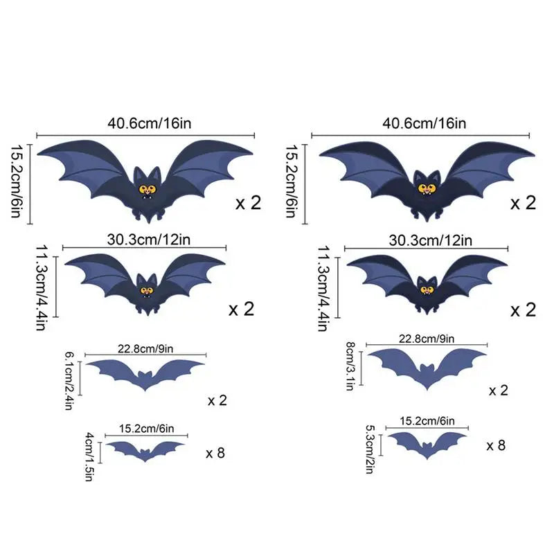 Bats Wall Decor Sticker 28X Wall Bat Stickers For Halloween Halloween Party Favors PVC Sticker For Room Wall Glass