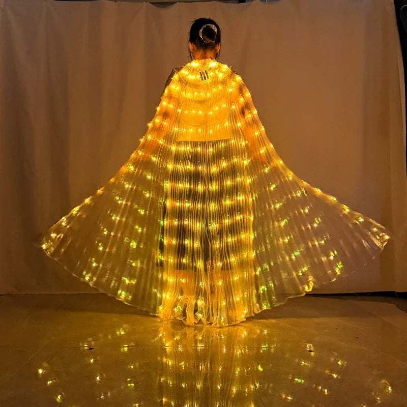 Belly Dance Colorful Butterfly Wings Cape Rave Costume LED Angel Wings for Women Halloween Christmas Light Up Stage Wear