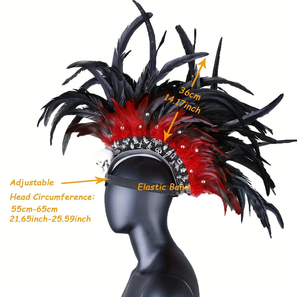 Punk Rock Rhinestone Feather Headdress