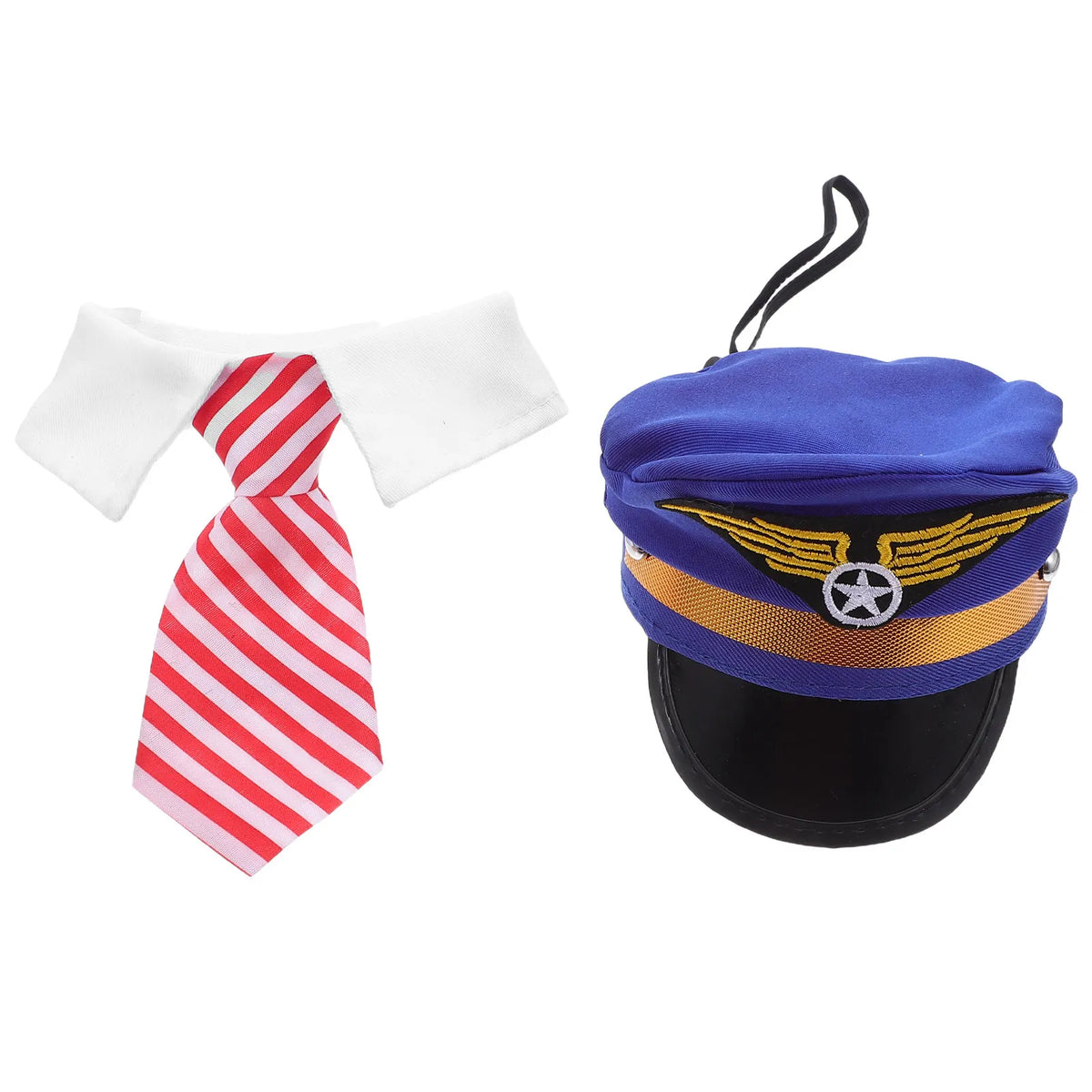 Pilot Hat and Necktie Costume Set for Dogs