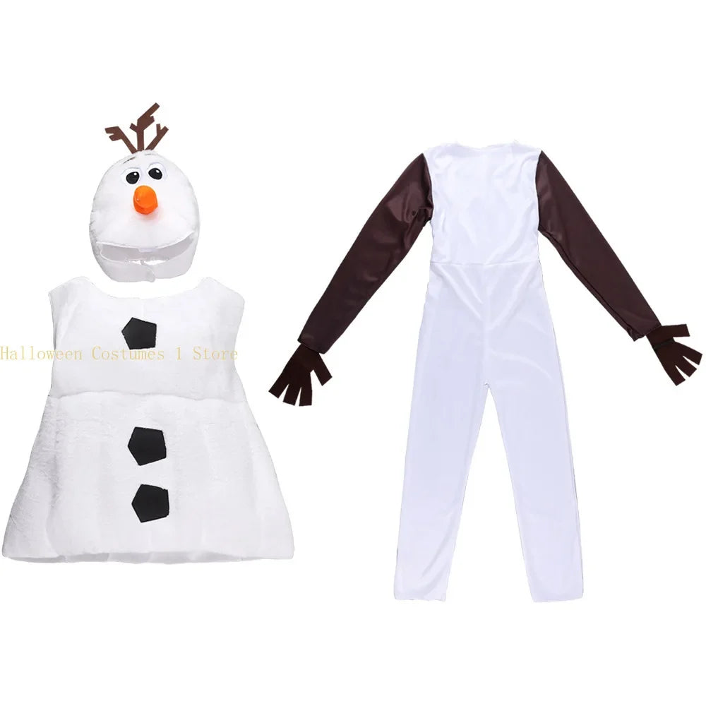 Kids Olaf Halloween Costumes Cosplay for Boys Girls Child Cute Christmas Gift Olaf Toddler Cartoon Movie Snowman Party Dress up