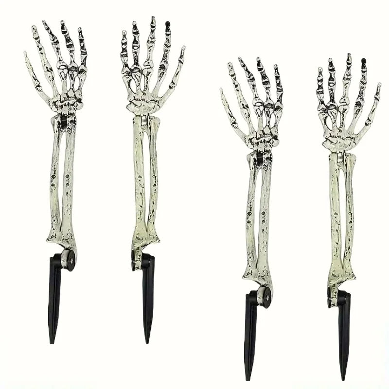 1/6pcs Skeleton Bone Garden Ground Stakes Skull Head & Hand for