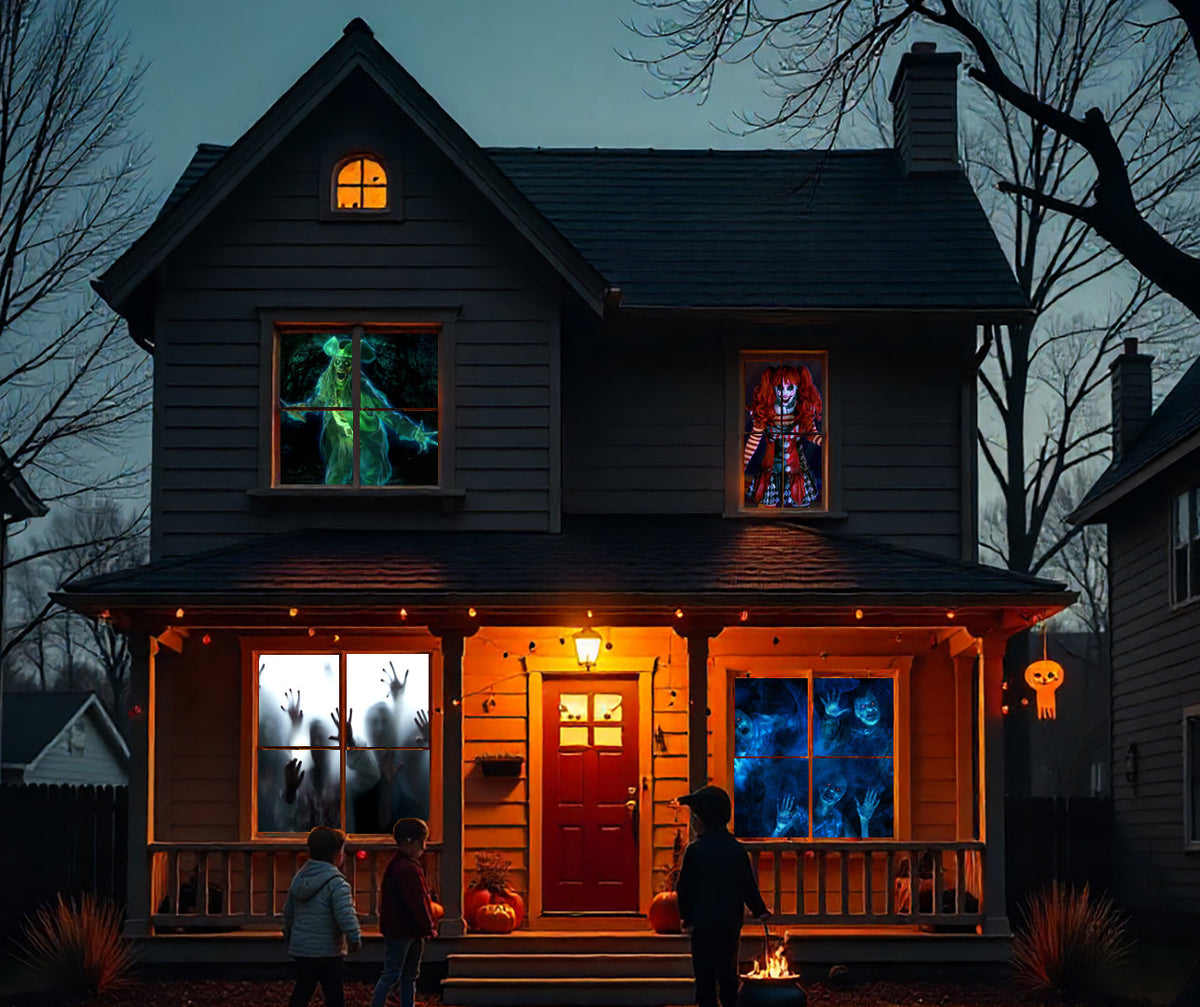 HoliScapes® USB Projector Kit - Spooky Halloween + Projector + 48" x 72" Projection Screen