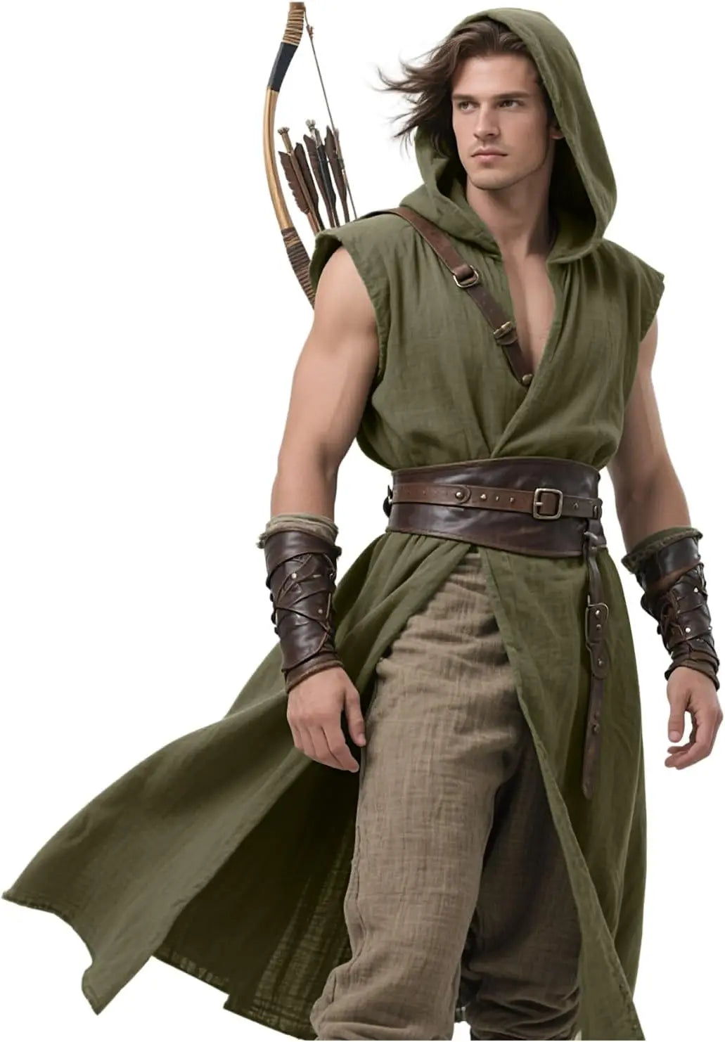 Men's Medieval Hooded Viking Renaissance Halloween Costume
