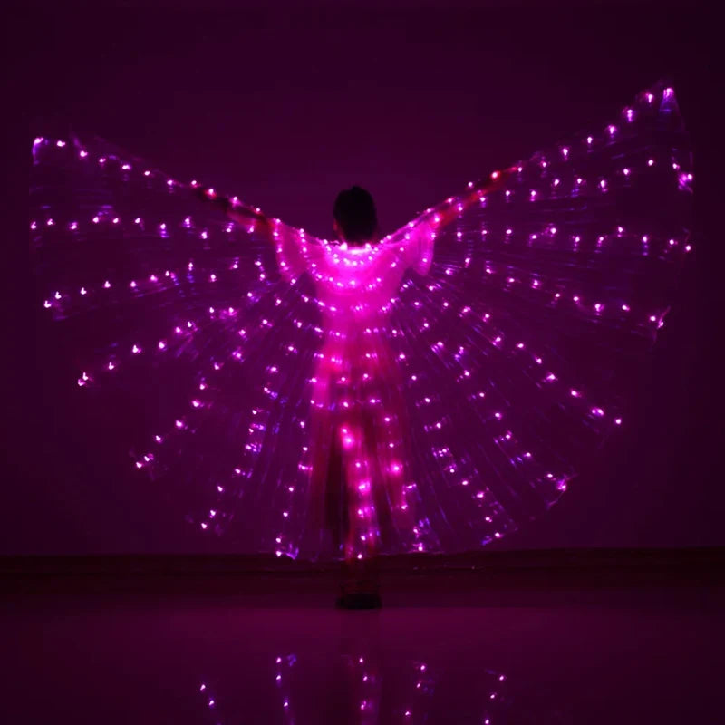 Belly Dance Colorful Butterfly Wings Cape Rave Costume LED Angel Wings for Women Halloween Christmas Light Up Stage Wear