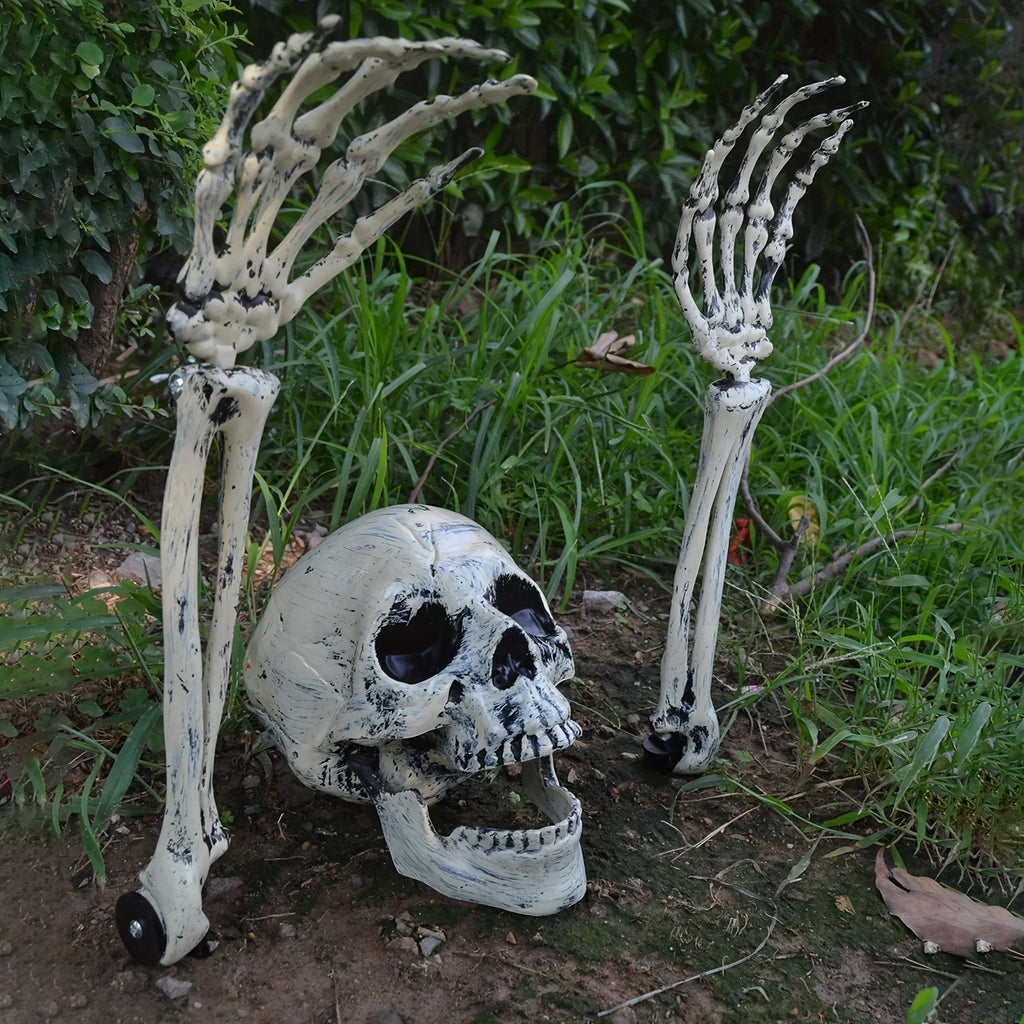 1/6pcs Skeleton Bone Garden Ground Stakes Skull Head & Hand for