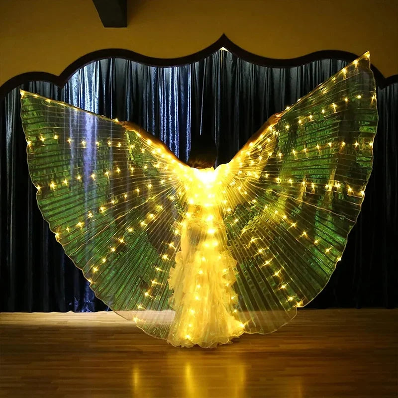 Belly Dance Colorful Butterfly Wings Cape Rave Costume LED Angel Wings for Women Halloween Christmas Light Up Stage Wear
