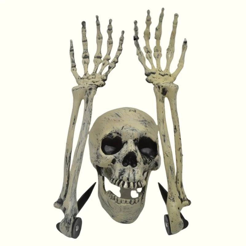 1/6pcs Skeleton Bone Garden Ground Stakes Skull Head & Hand for