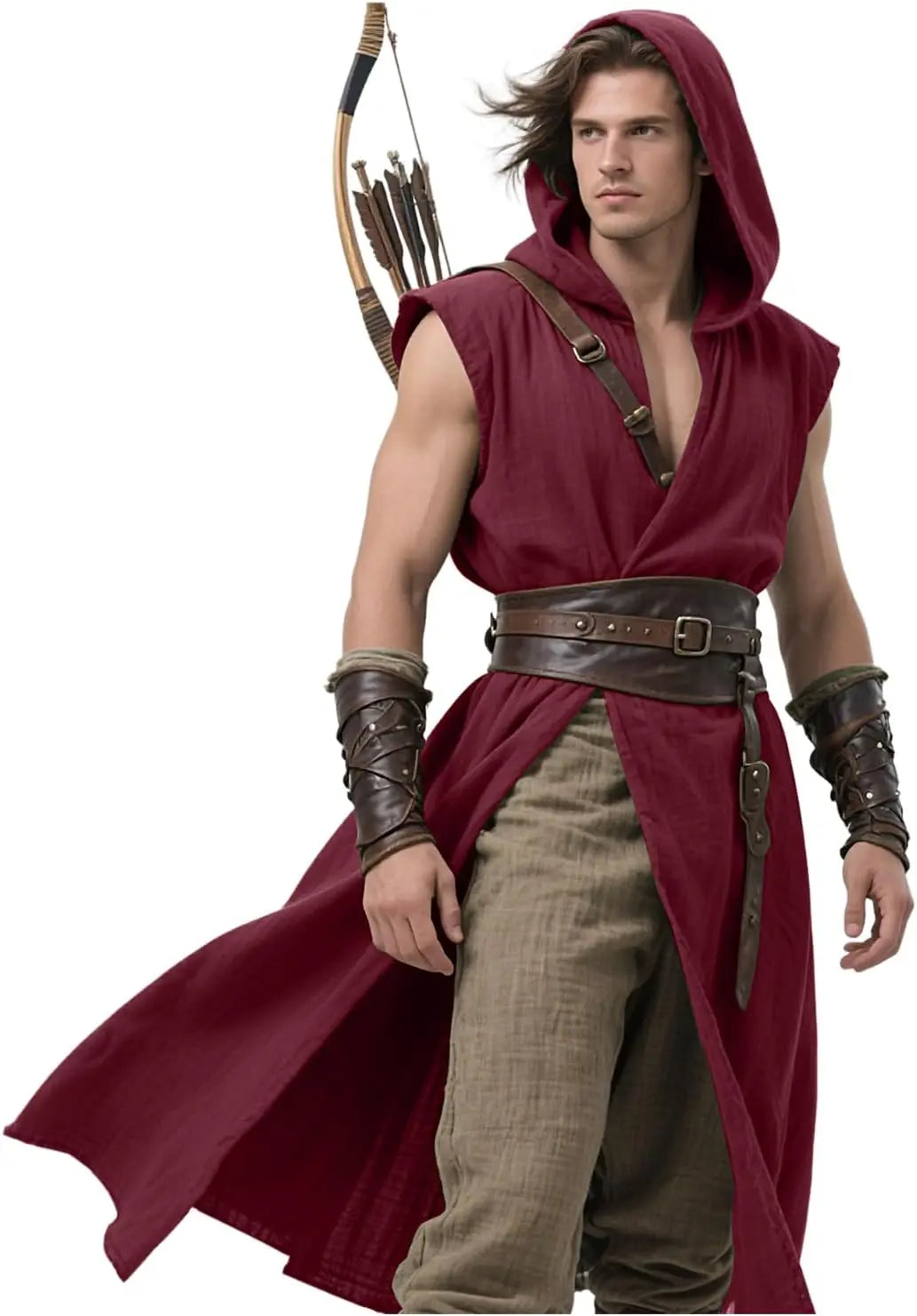 Men's Medieval Hooded Viking Renaissance Halloween Costume