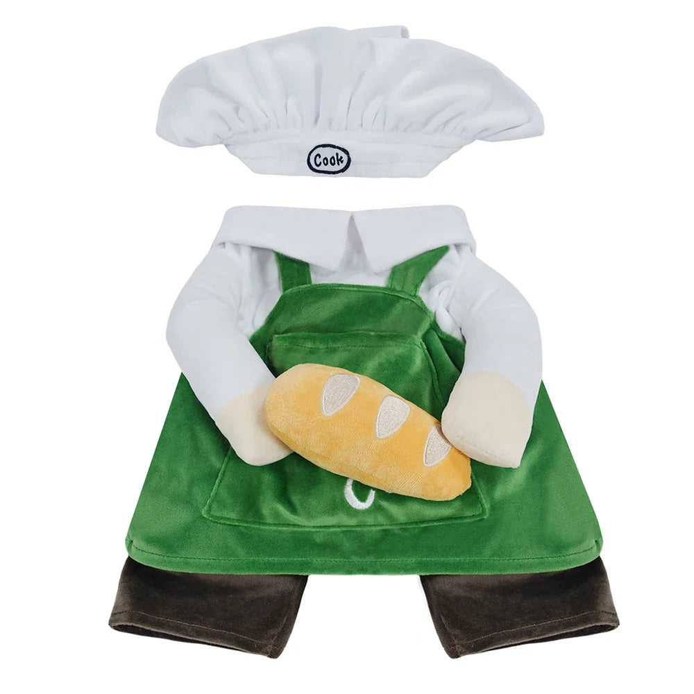 Dog Christmas Dress Up Chef Hat Set for Puppy Cosplay Funny Holiday Clothes Cooking Outfit Costumes for Small Medium Large Dogs