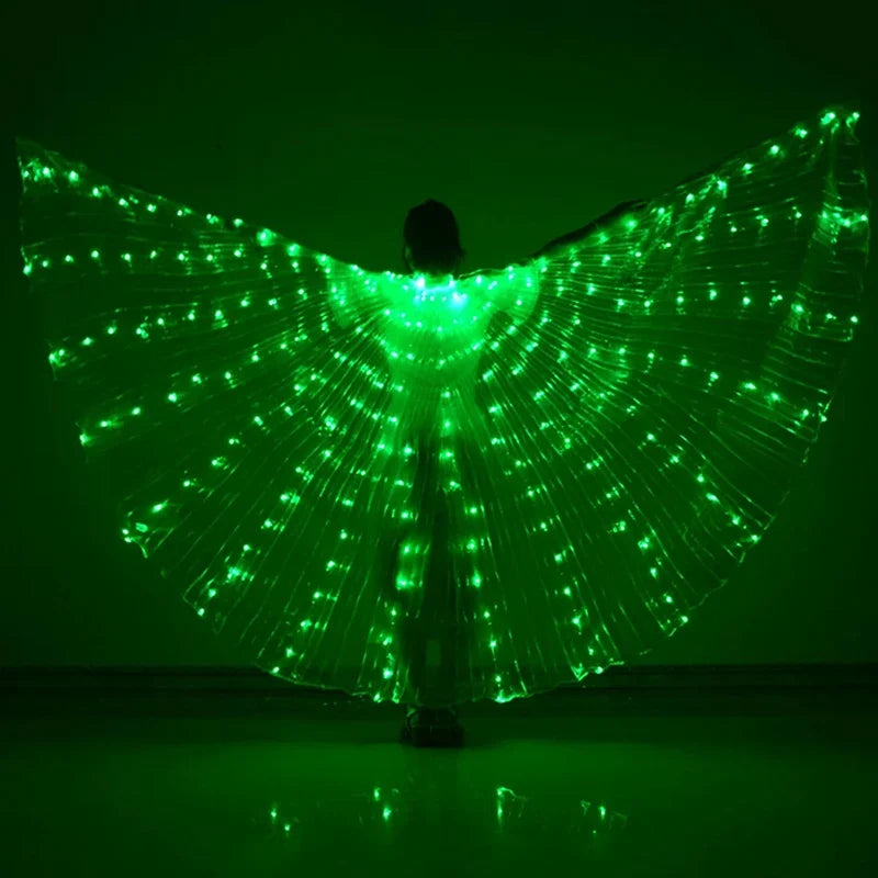 Belly Dance Colorful Butterfly Wings Cape Rave Costume LED Angel Wings for Women Halloween Christmas Light Up Stage Wear