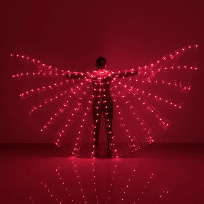 Belly Dance Colorful Butterfly Wings Cape Rave Costume LED Angel Wings for Women Halloween Christmas Light Up Stage Wear