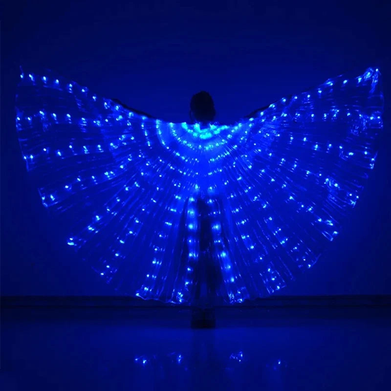Belly Dance Colorful Butterfly Wings Cape Rave Costume LED Angel Wings for Women Halloween Christmas Light Up Stage Wear