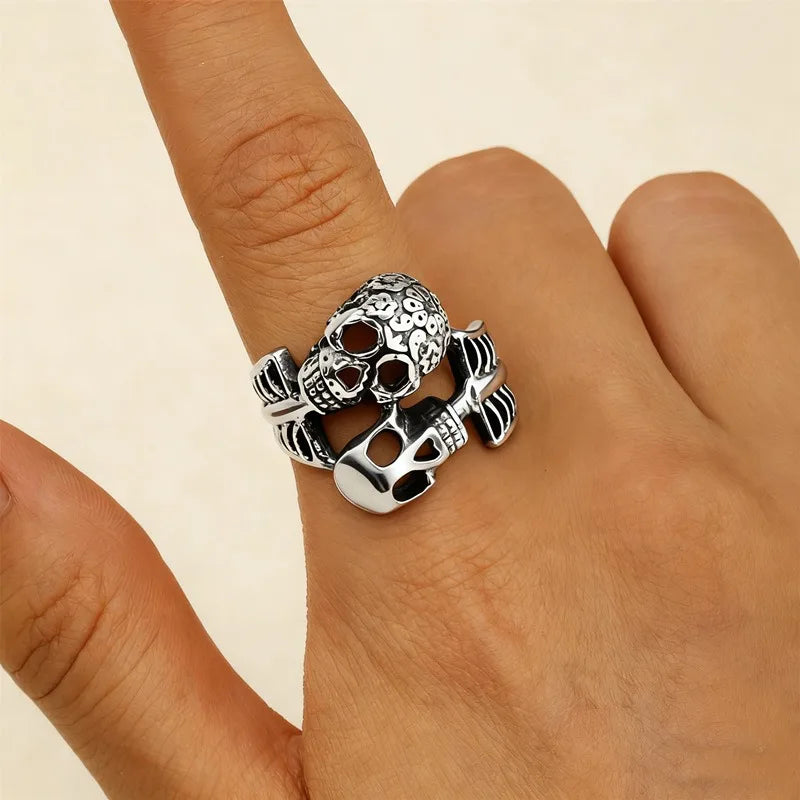 Personalized Gothic Skull Pirate Ring for Women, Halloween Dark Horror Fashion Party Opening Ring, Trendy Jewelry Accessories