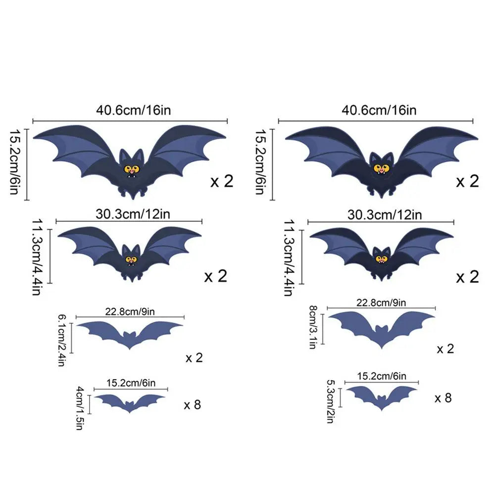 Bats Wall Decor Sticker 28X Wall Bat Stickers For Halloween Halloween Party Favors PVC Sticker For Room Wall Glass