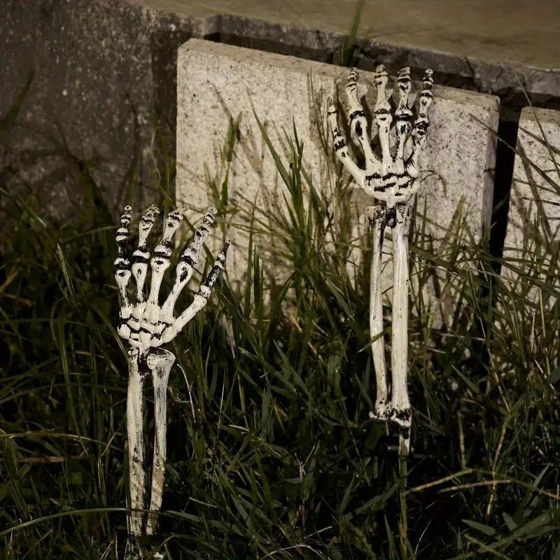 1/6pcs Skeleton Bone Garden Ground Stakes Skull Head & Hand for