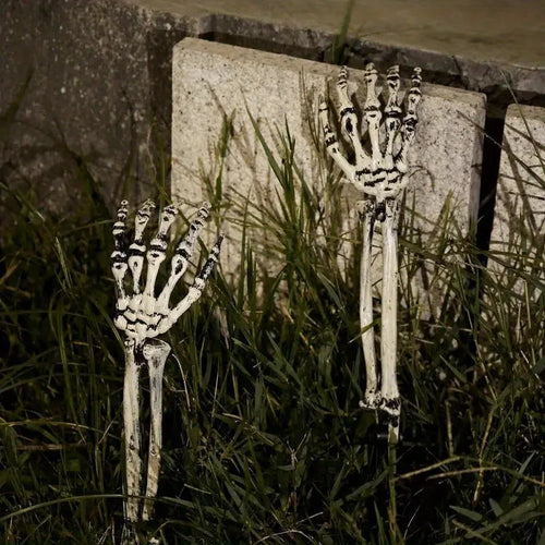 1/6pcs Skeleton Bone Garden Ground Stakes Skull Head & Hand for