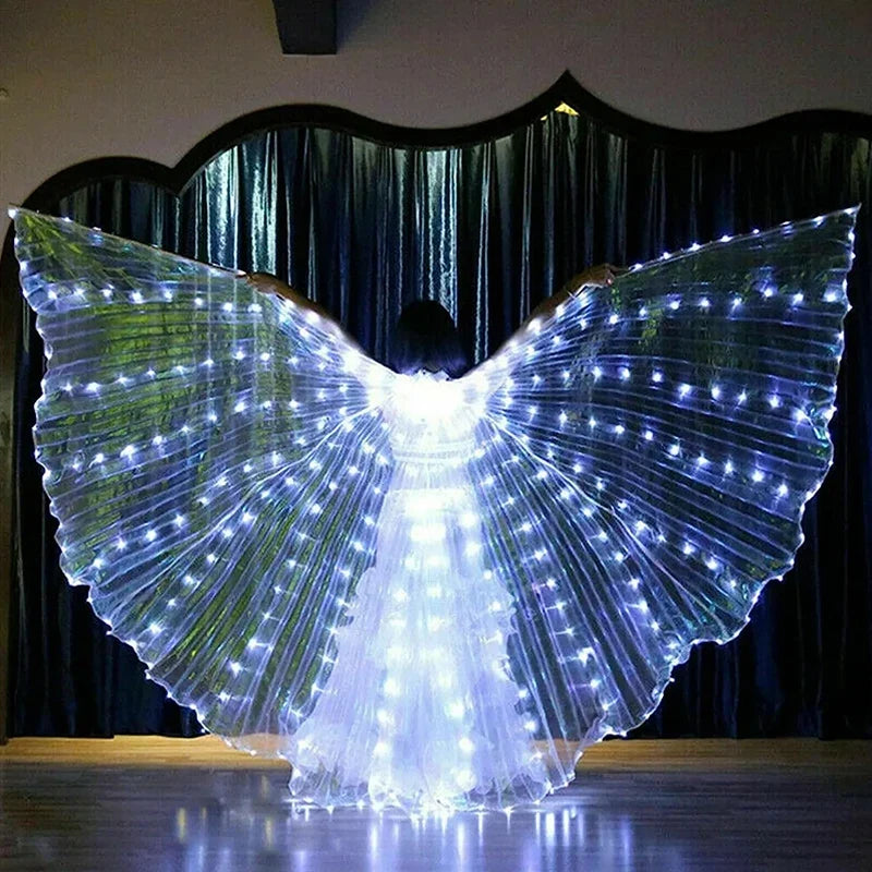 Belly Dance Colorful Butterfly Wings Cape Rave Costume LED Angel Wings for Women Halloween Christmas Light Up Stage Wear