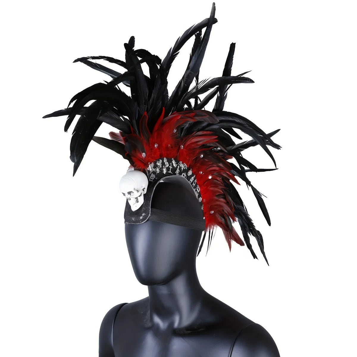 Punk Rock Rhinestone Feather Headdress