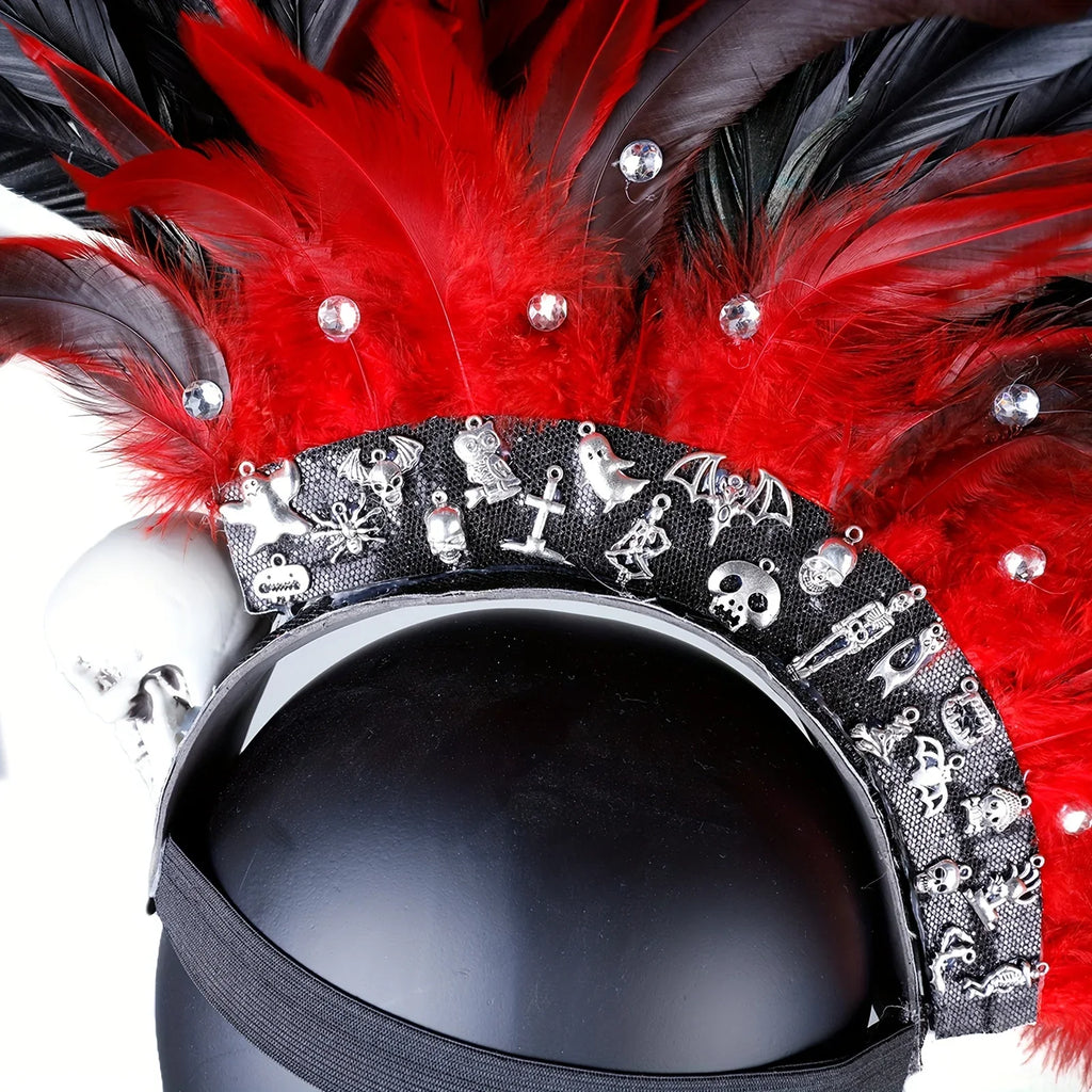 Punk Rock Rhinestone Feather Headdress