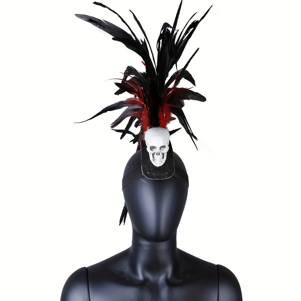 Punk Rock Rhinestone Feather Headdress