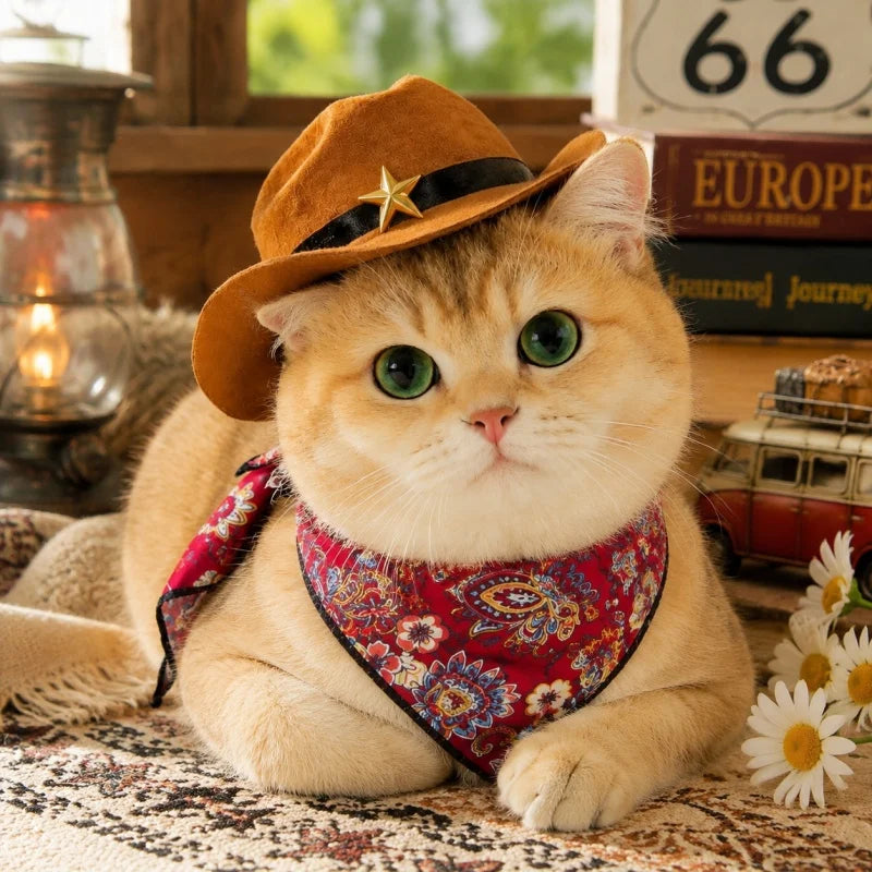 Western Cowboy Hat and Bandana for Pets