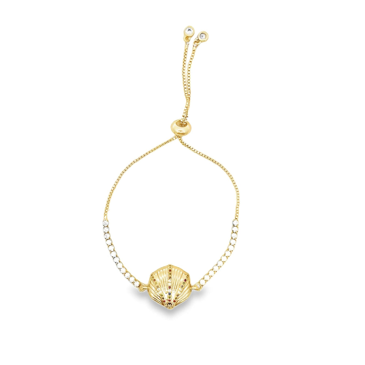 Seashell Cubic Zirconia Adjustable Bracelet