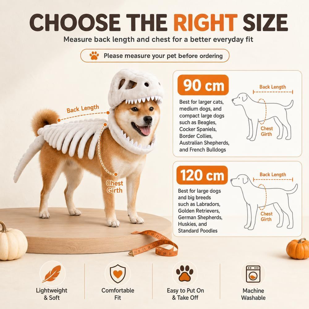 Dinosaur Skeleton Glow in Dark Dog and Cat Costume,Pet Dinosaur Costume,Plush Halloween Pet Hood Outfit - Purple - Size 47.2in
