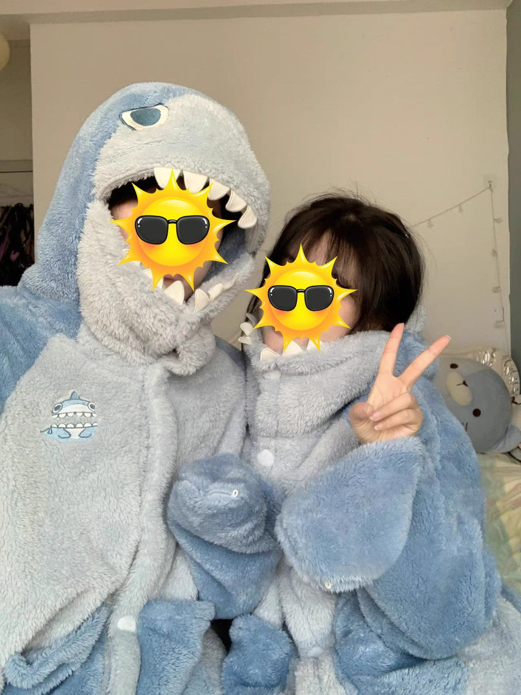 Matching Shark Coral Fleece Costume Pajamas