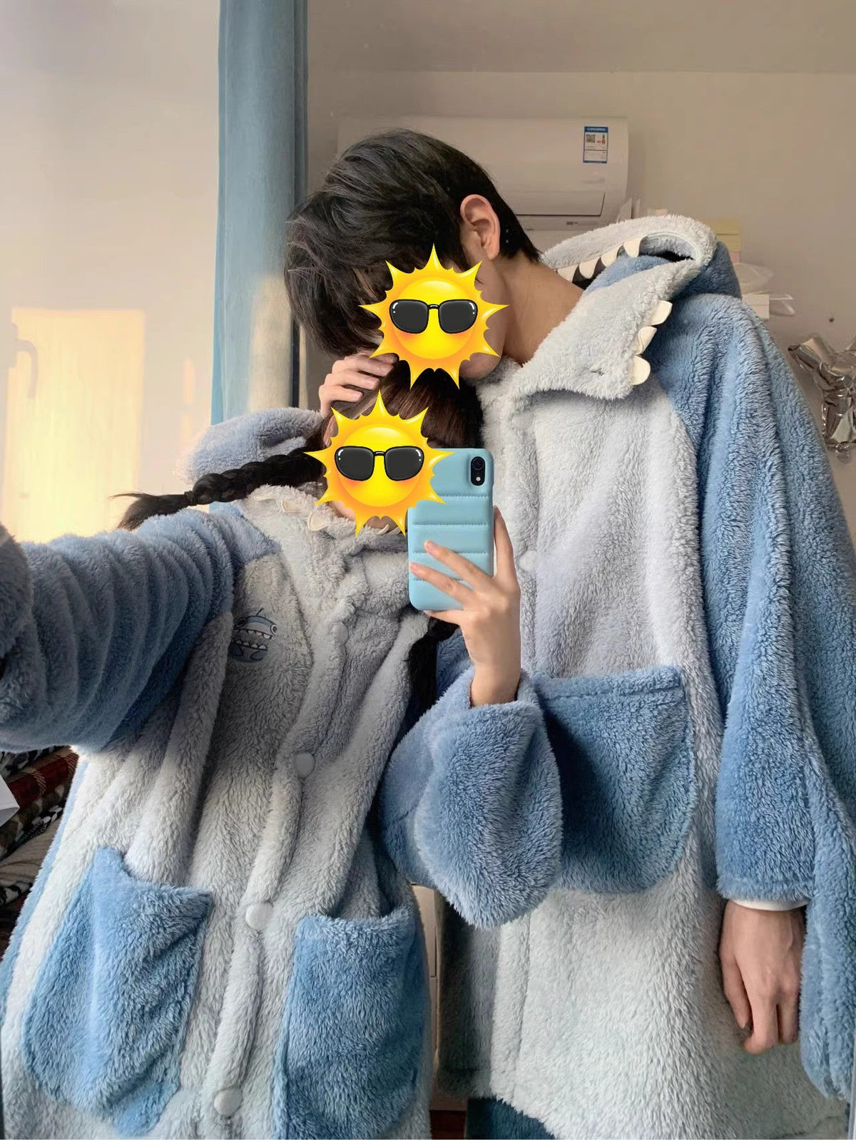 Matching Shark Coral Fleece Costume Pajamas