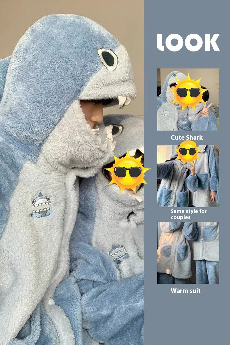 Matching Shark Coral Fleece Costume Pajamas