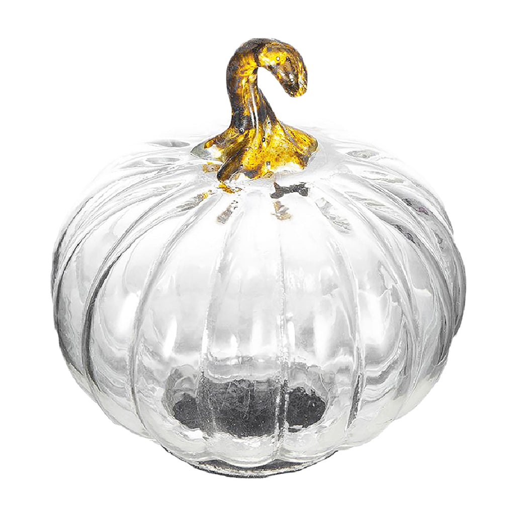 Set of 4 Clear Glass Pumpkin Decor