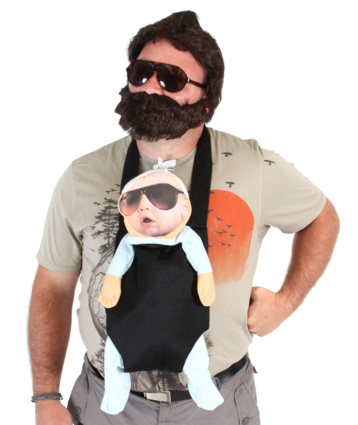 The Hangover Alan Costume with T- Shirt Glasses Baby Carrier Wig Beard and Mustache